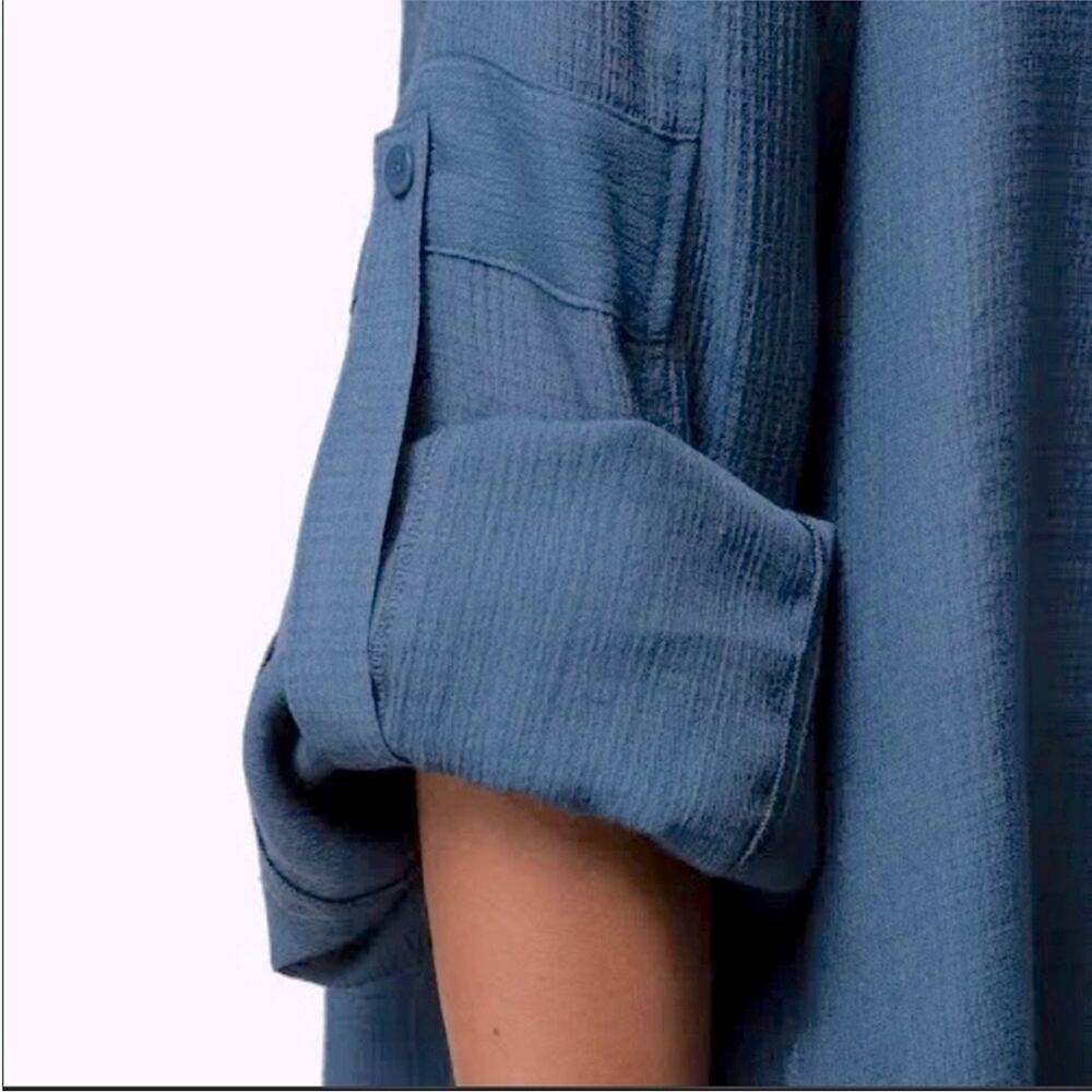 Brochu Walker Jaxon Popover Blouse in Oceanic Blue Size Small - Picture 3 of 11